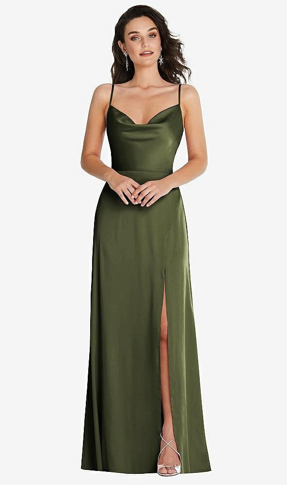 cowl-neck a-line maxi dress with adjustable straps