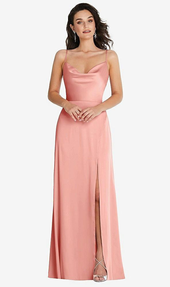 cowl-neck a-line maxi dress with adjustable straps