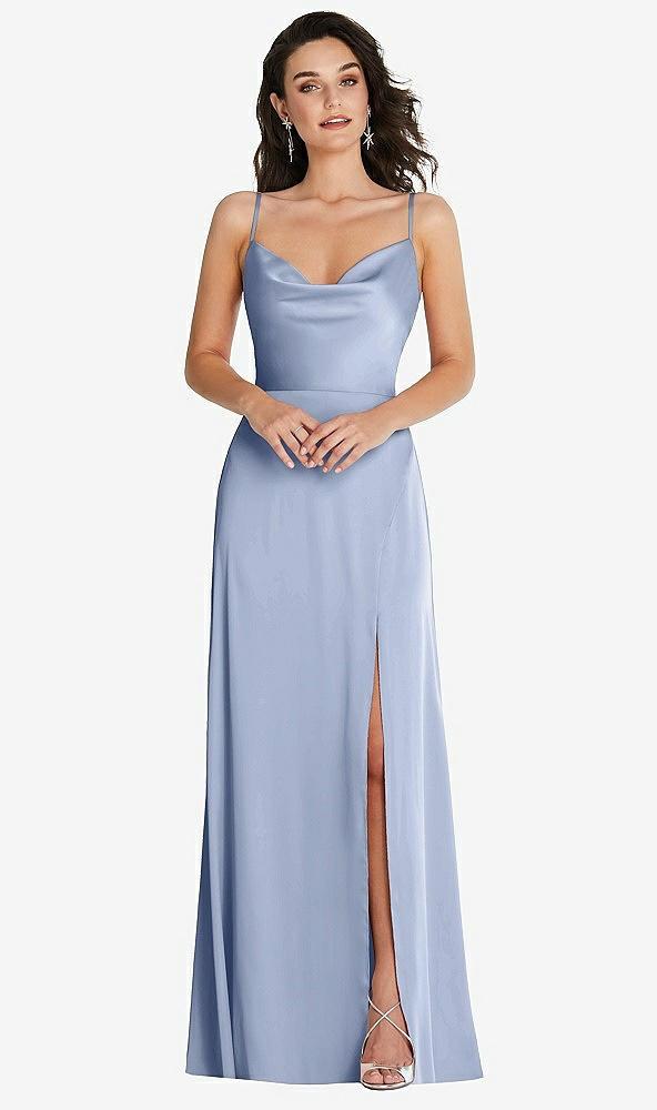 cowl-neck a-line maxi dress with adjustable straps