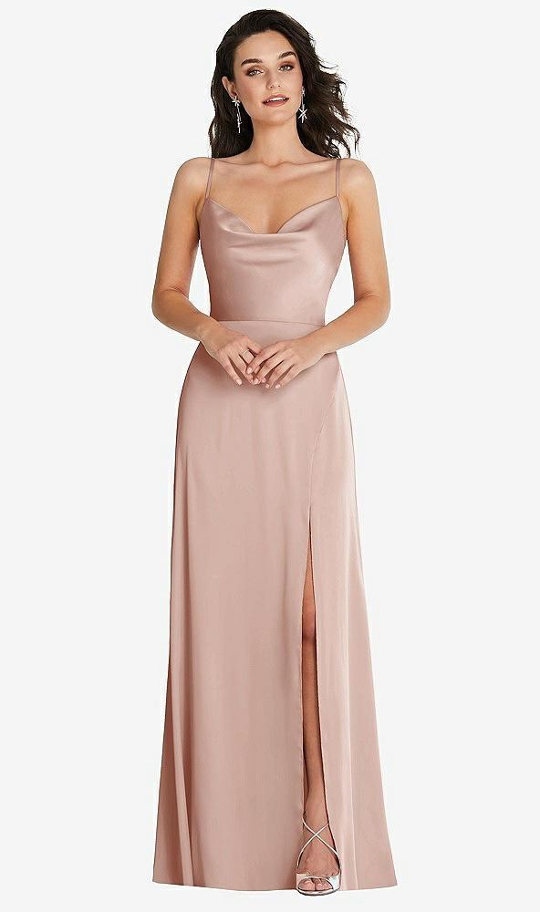 cowl-neck a-line maxi dress with adjustable straps