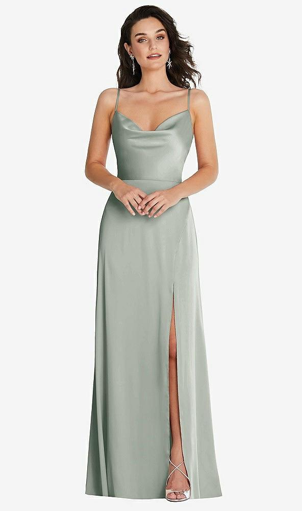 cowl-neck a-line maxi dress with adjustable straps