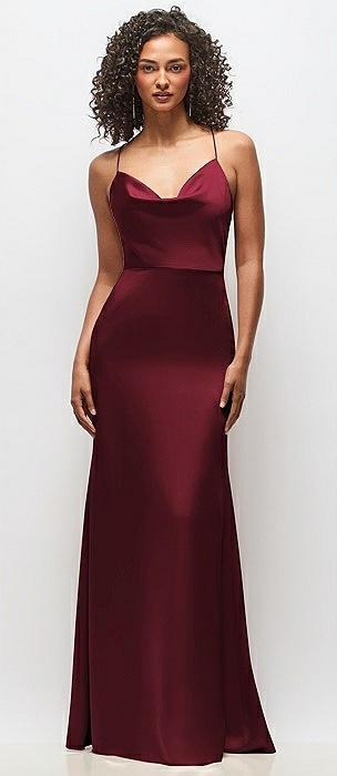 cowl-neck criss cross back slip dress