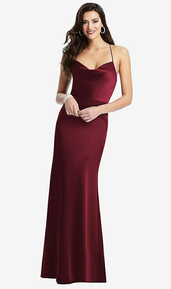 cowl-neck criss cross back slip dress