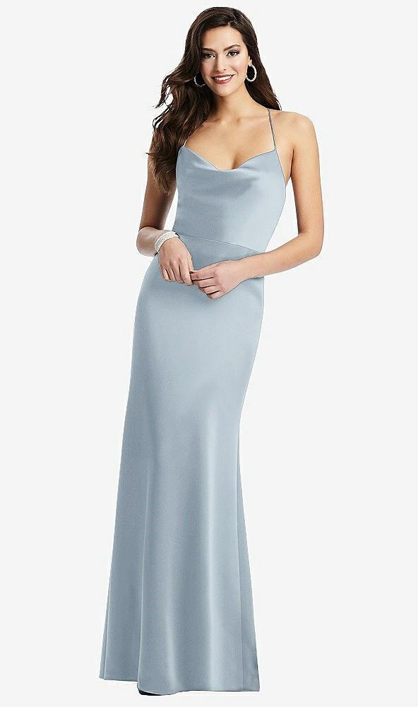 cowl-neck criss cross back slip dress