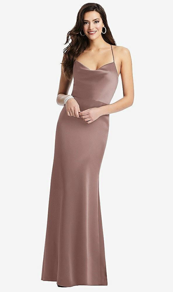 cowl-neck criss cross back slip dress
