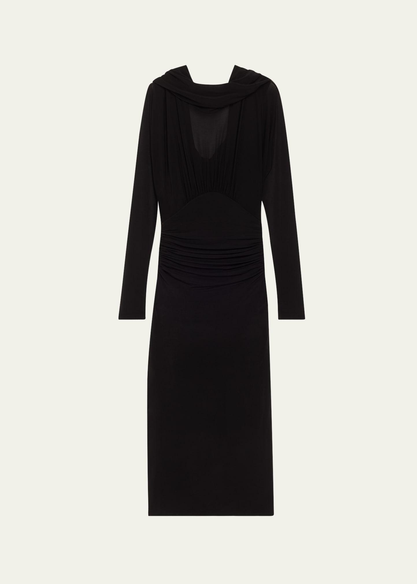 cowl-neck gathered midi dress