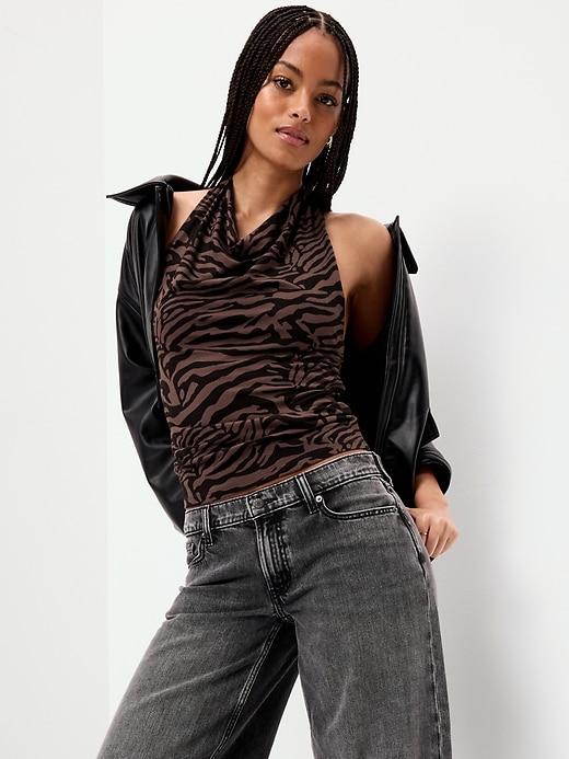 cowl-neck halter top