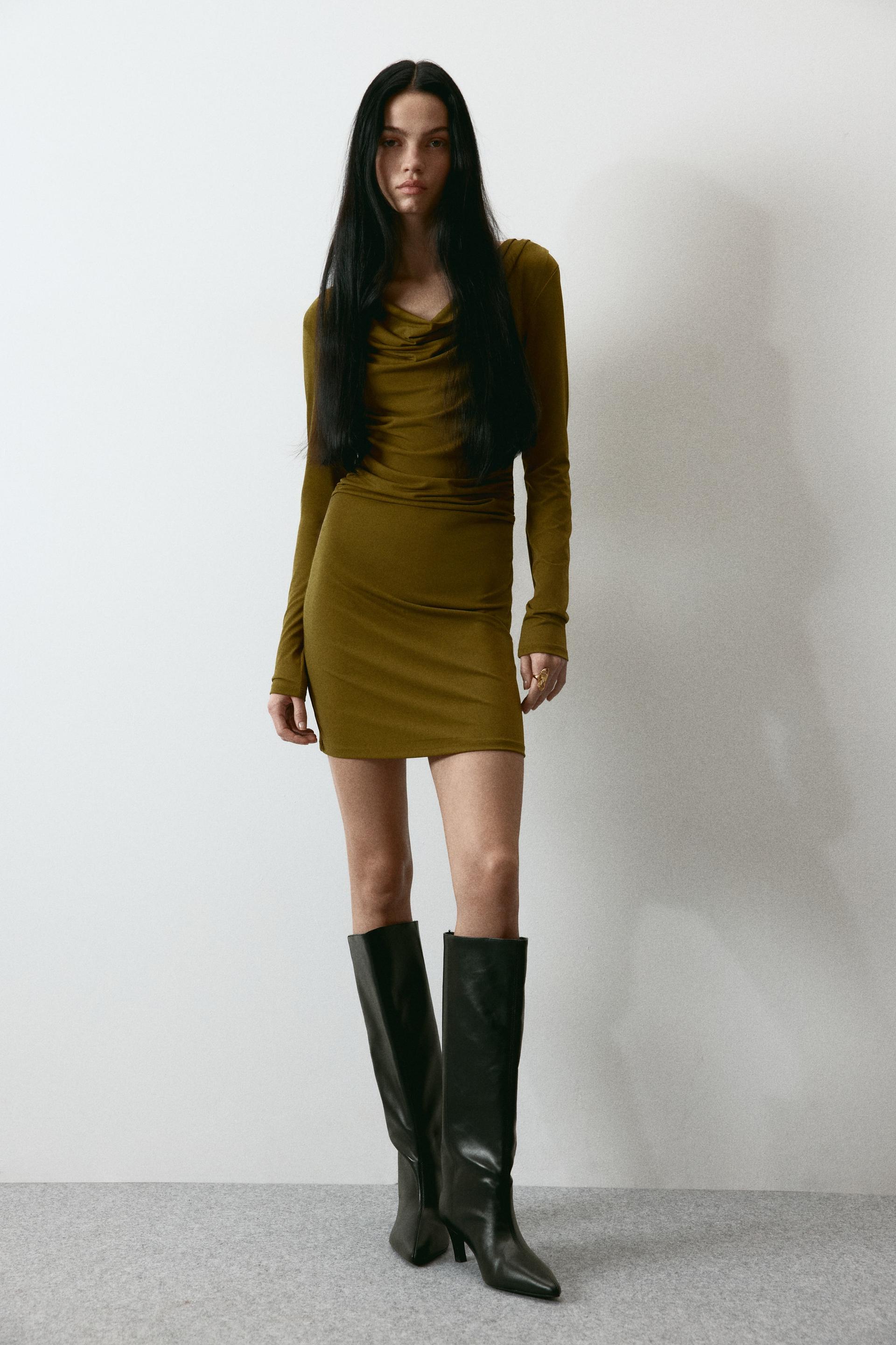 cowl-neck jersey dress