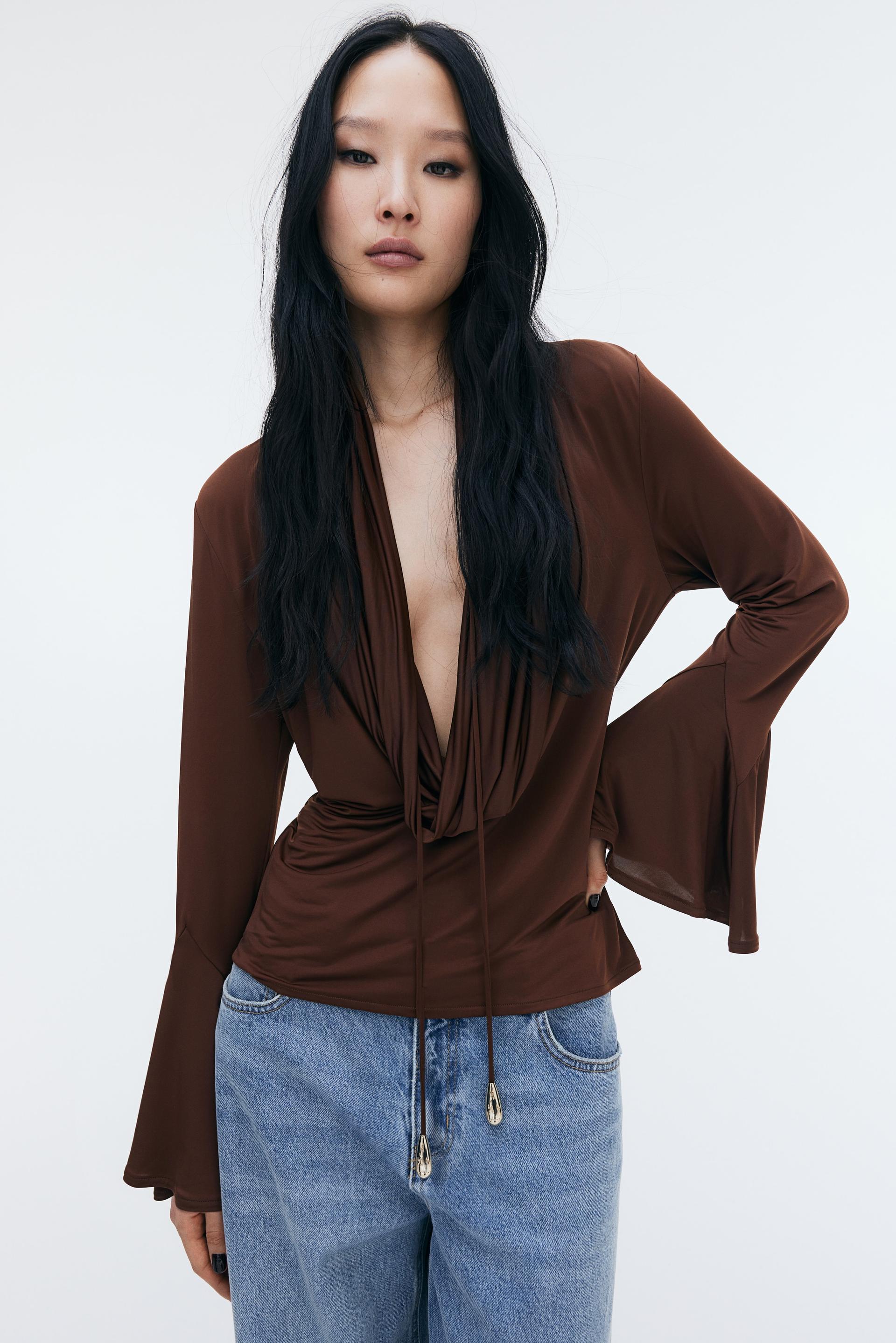 cowl-neck jersey top