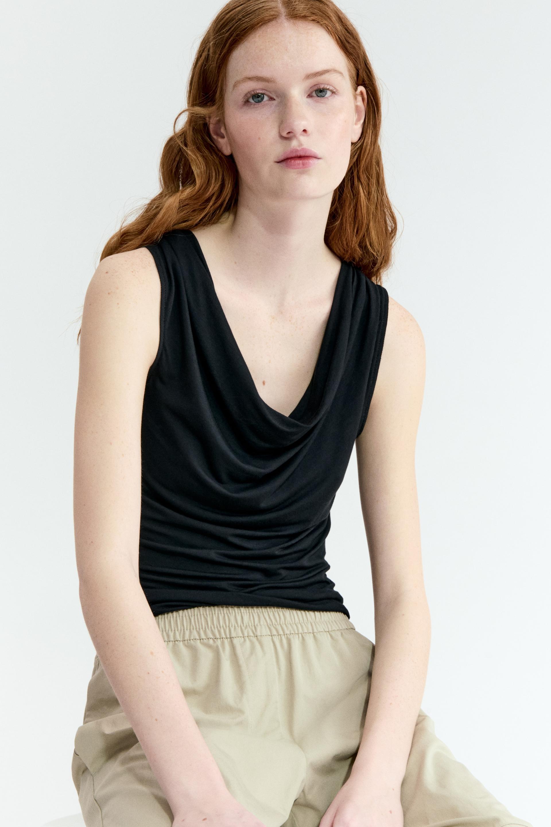 cowl-neck jersey top