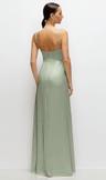 cowl neck satin maxi dress with adjustable spaghetti straps