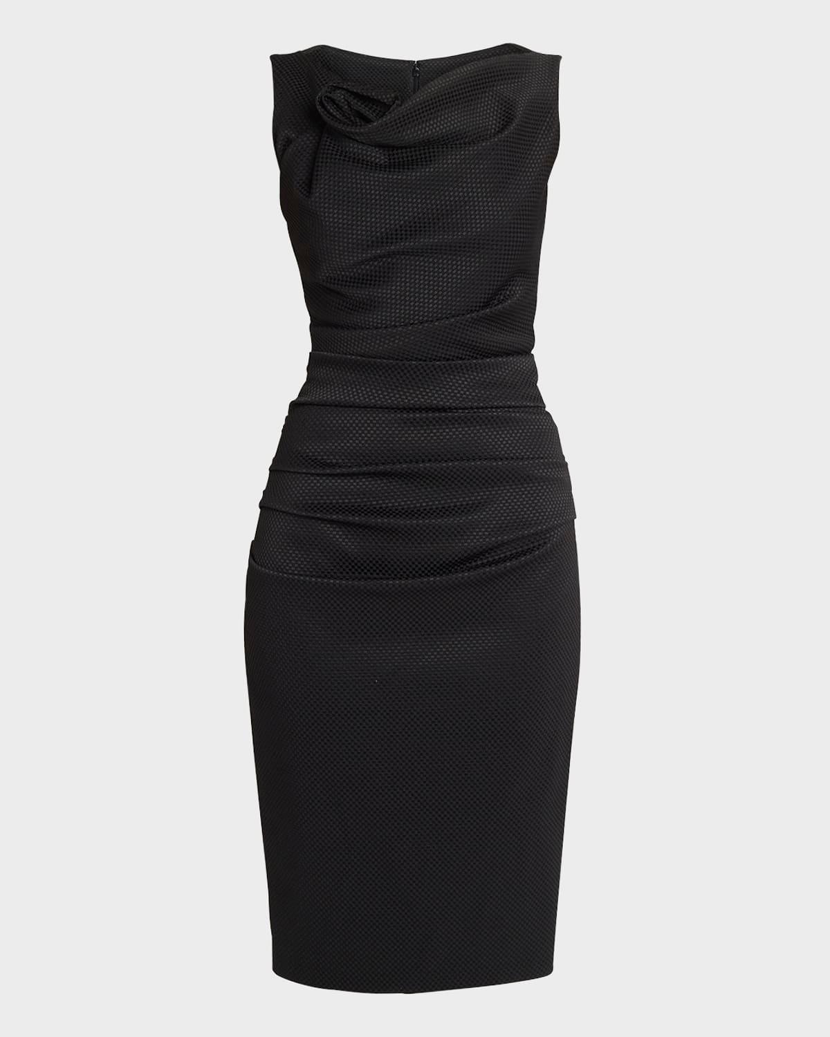 cowl-neck sleeveless waffle pique dress