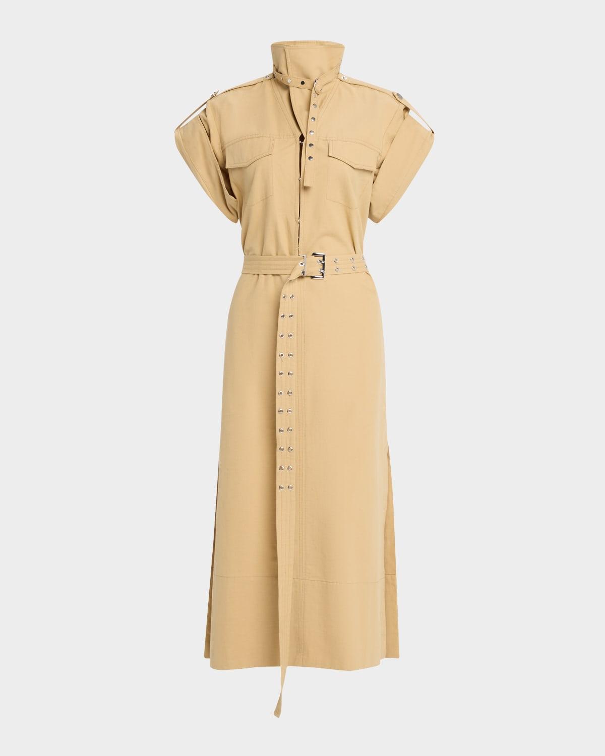 cowl-neck summer suiting dress