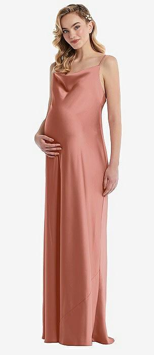cowl-neck tie-strap maternity slip dress