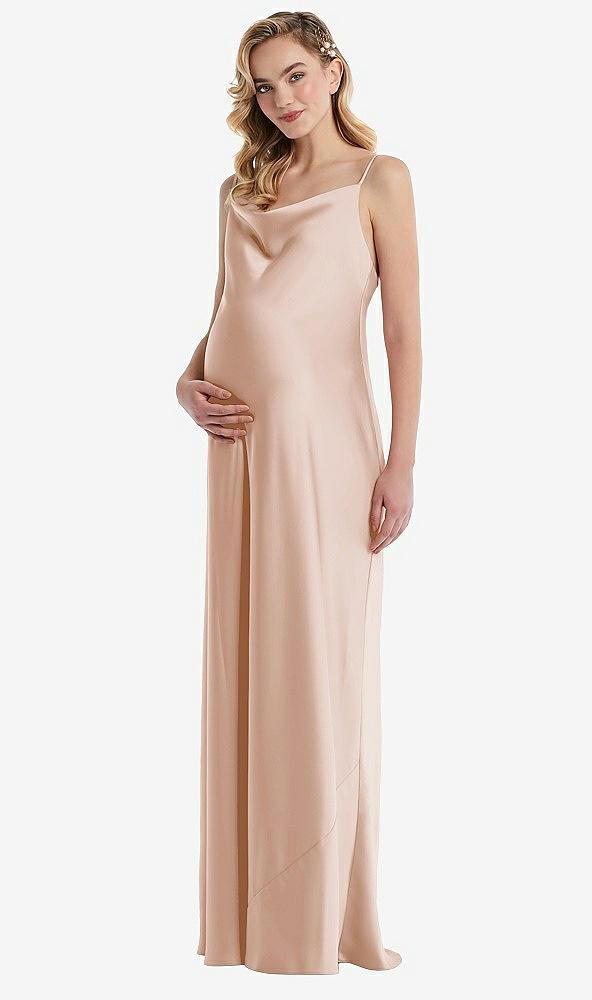 cowl-neck tie-strap maternity slip dress