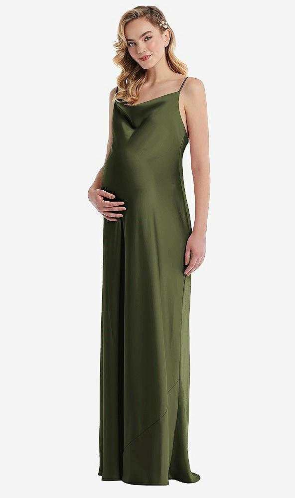 cowl-neck tie-strap maternity slip dress
