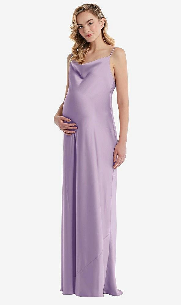 cowl-neck tie-strap maternity slip dress