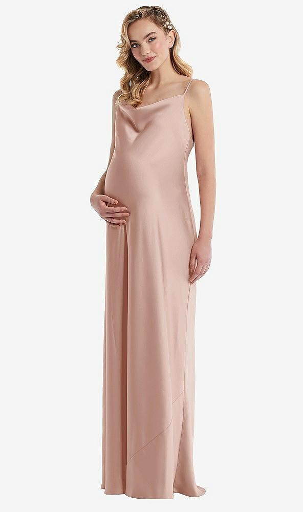 cowl-neck tie-strap maternity slip dress