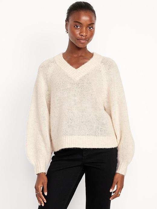 cozy cropped v-neck sweater