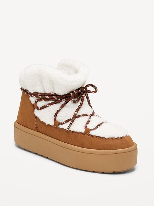 cozy lace-up platform booties for women