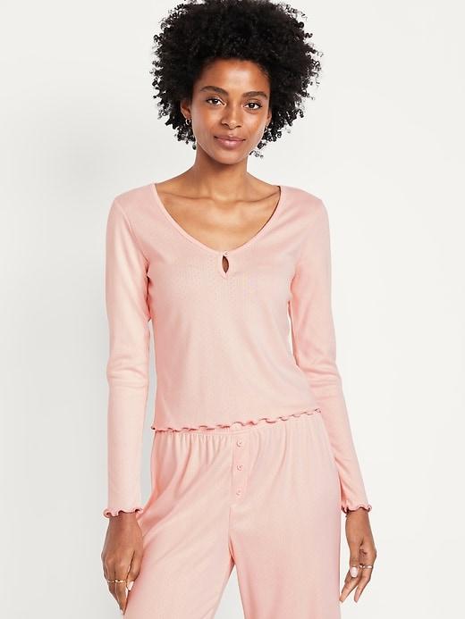 cozy lettuce-edge pajama top