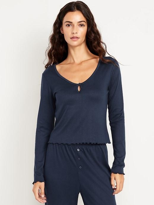cozy lettuce-edge pajama top