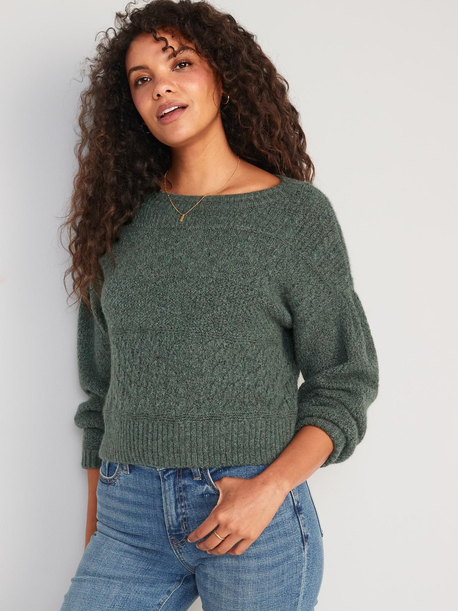 cozy plush-yarn textured-knit sweater