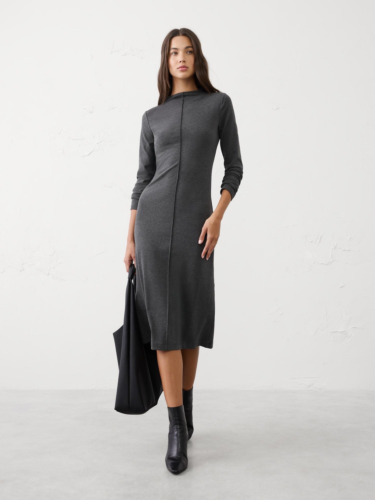 cozy ribbed knit midi dress