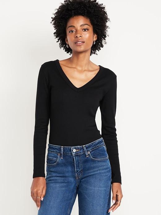 cozy snug long-sleeve v-neck t-shirt