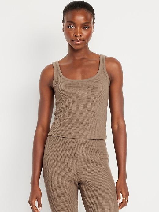 cozy waffle pajama tank top
