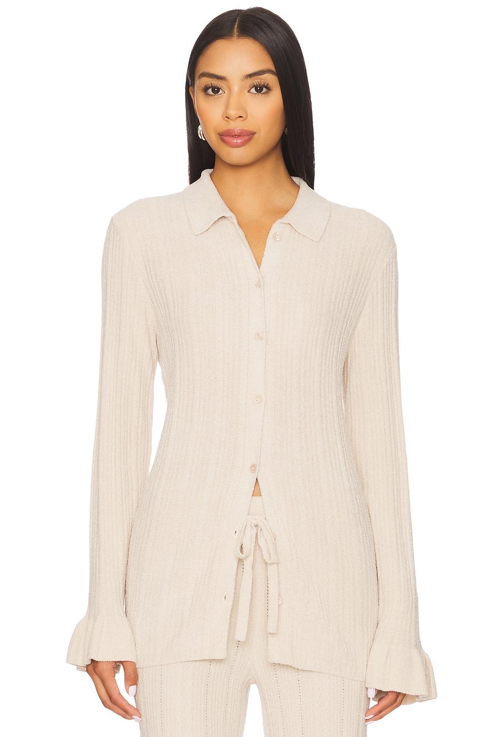 cozychic ultra lite ribbed ruffle cuff shirt