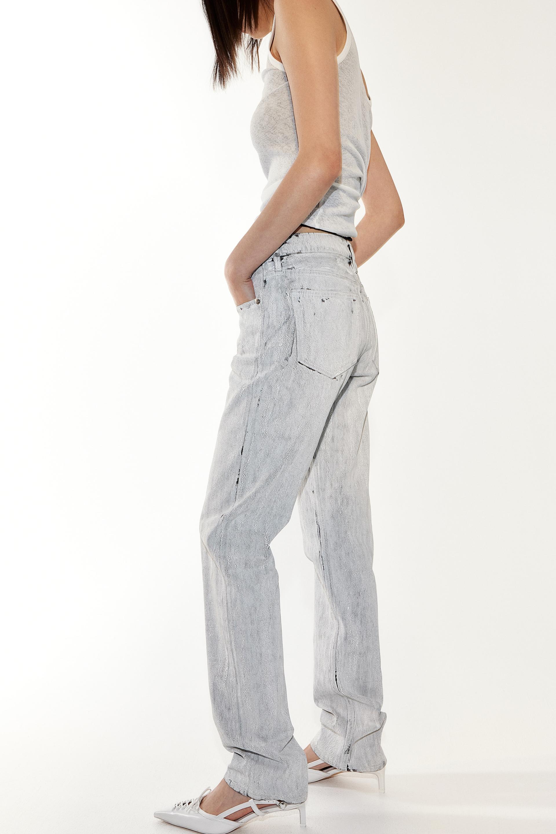 crackled-look twill pants