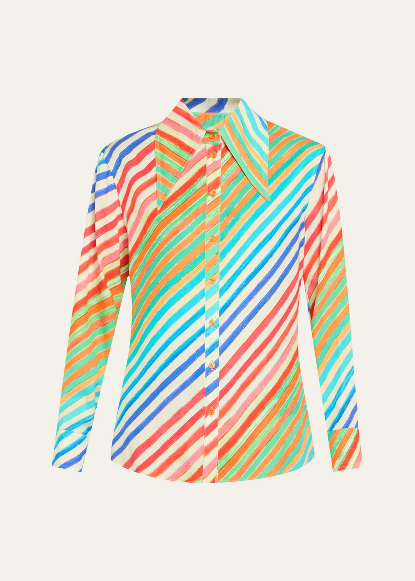 crayon stripe slim button down shirt