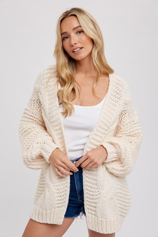 cream chunky knit cardigan