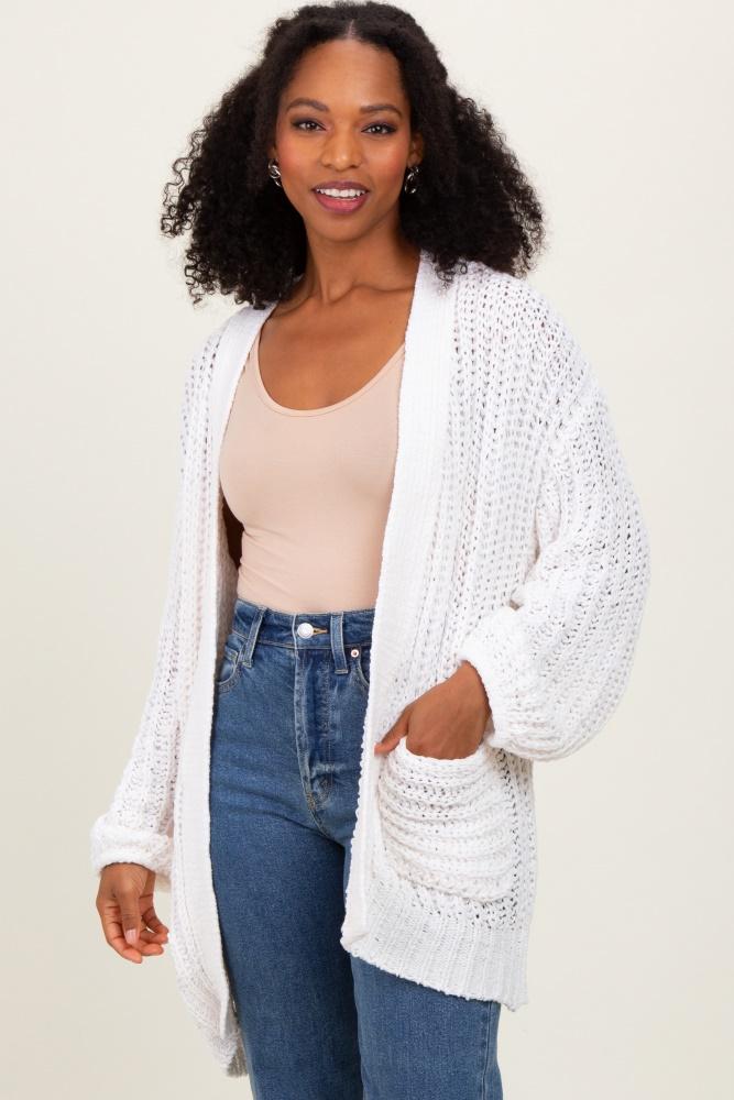 cream chunky knit oversized pocket cardigan
