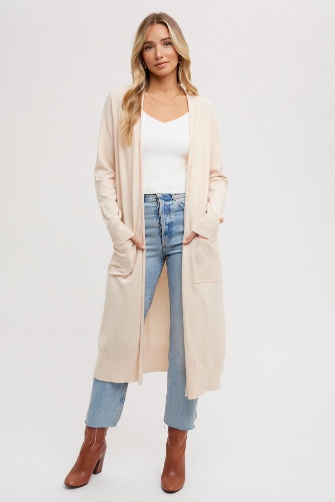 cream long cardigan