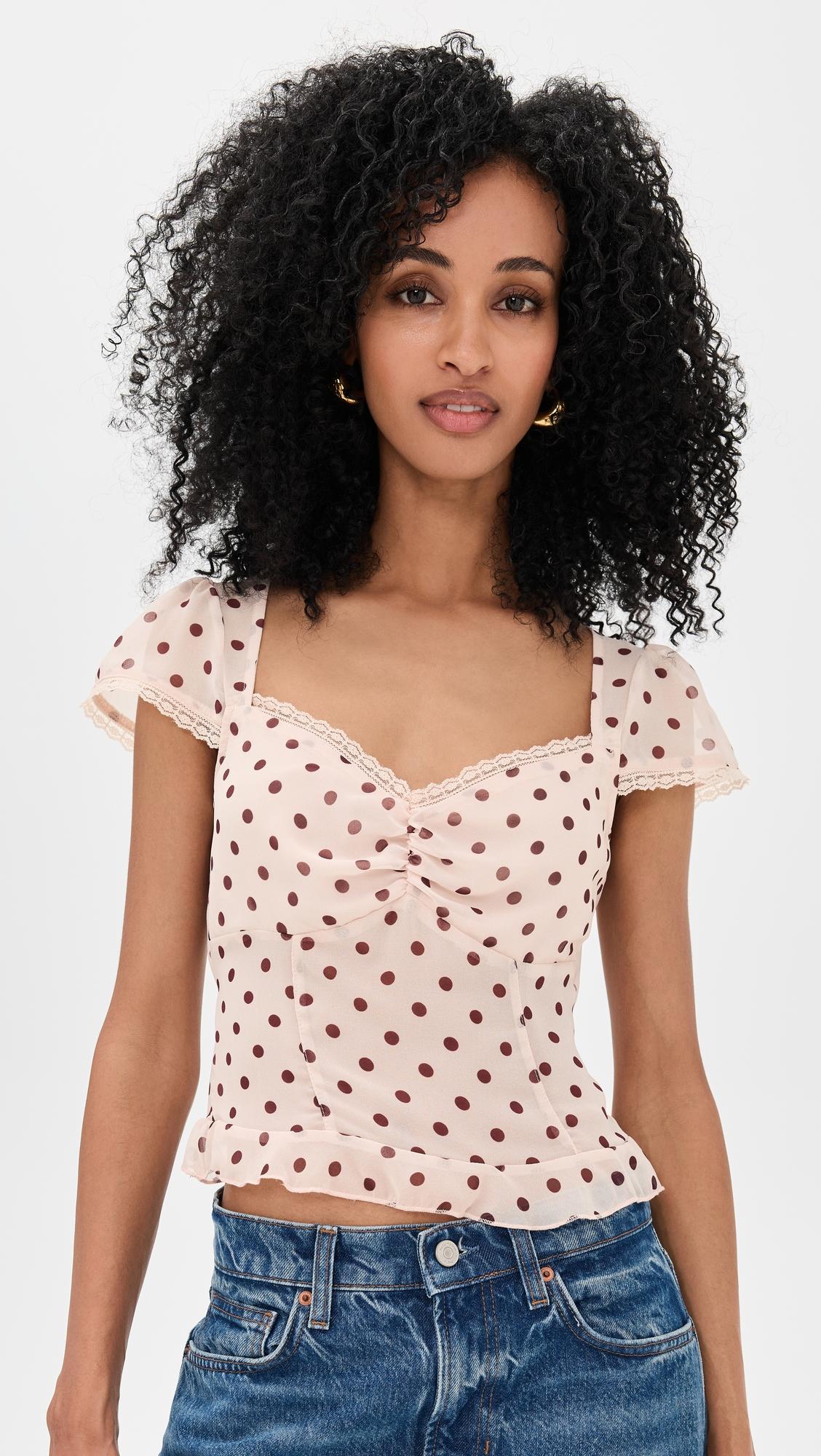 cream polka dot blouse