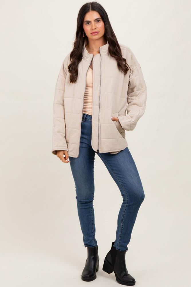 cream quilted oversized jacket
