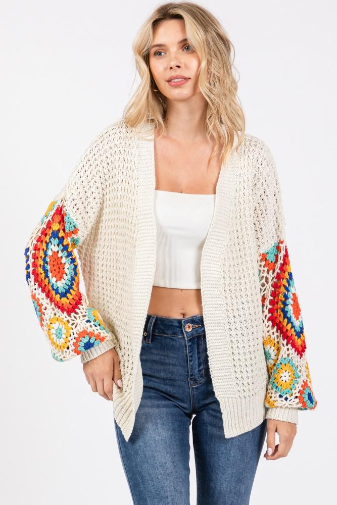 cream sleeve crochet cardigan