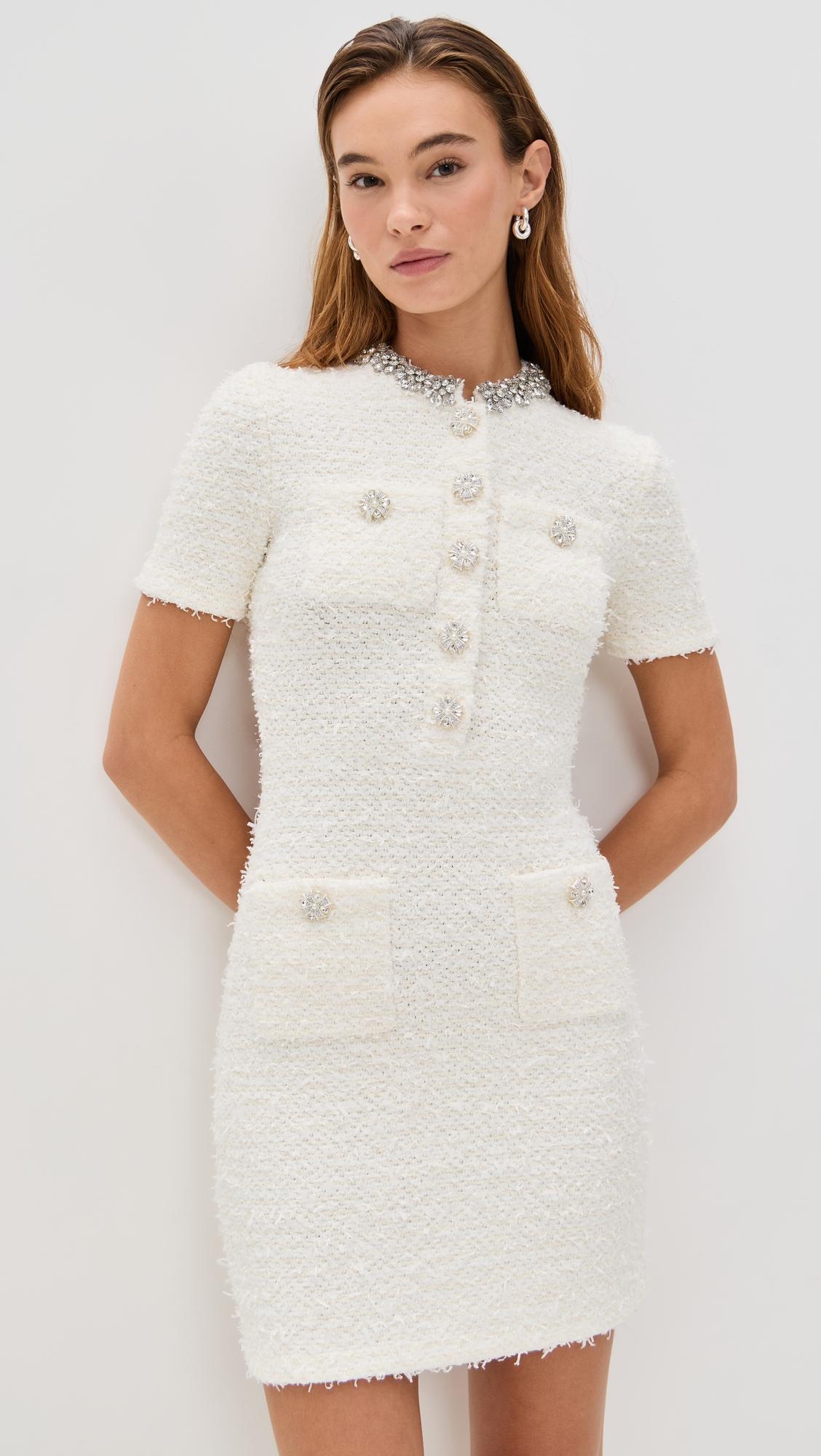 cream textured knit mini dress