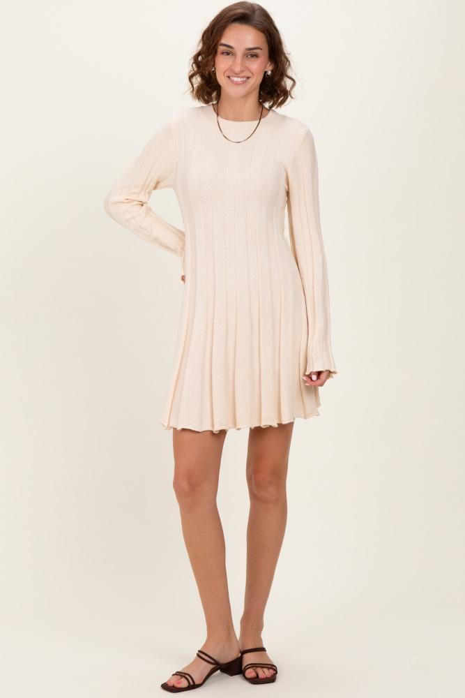 cream wide rib mini sweater dress