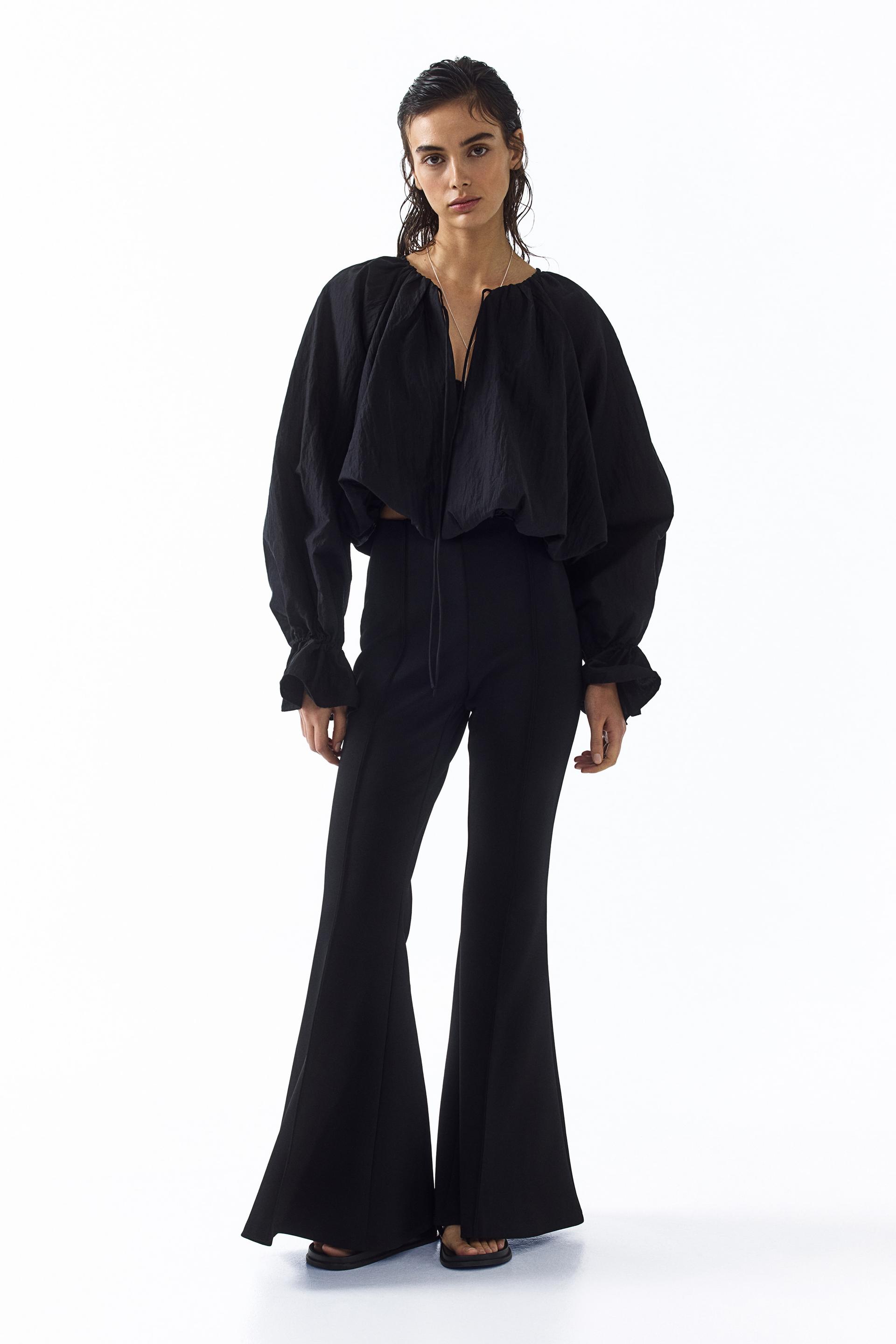 creased flared pants