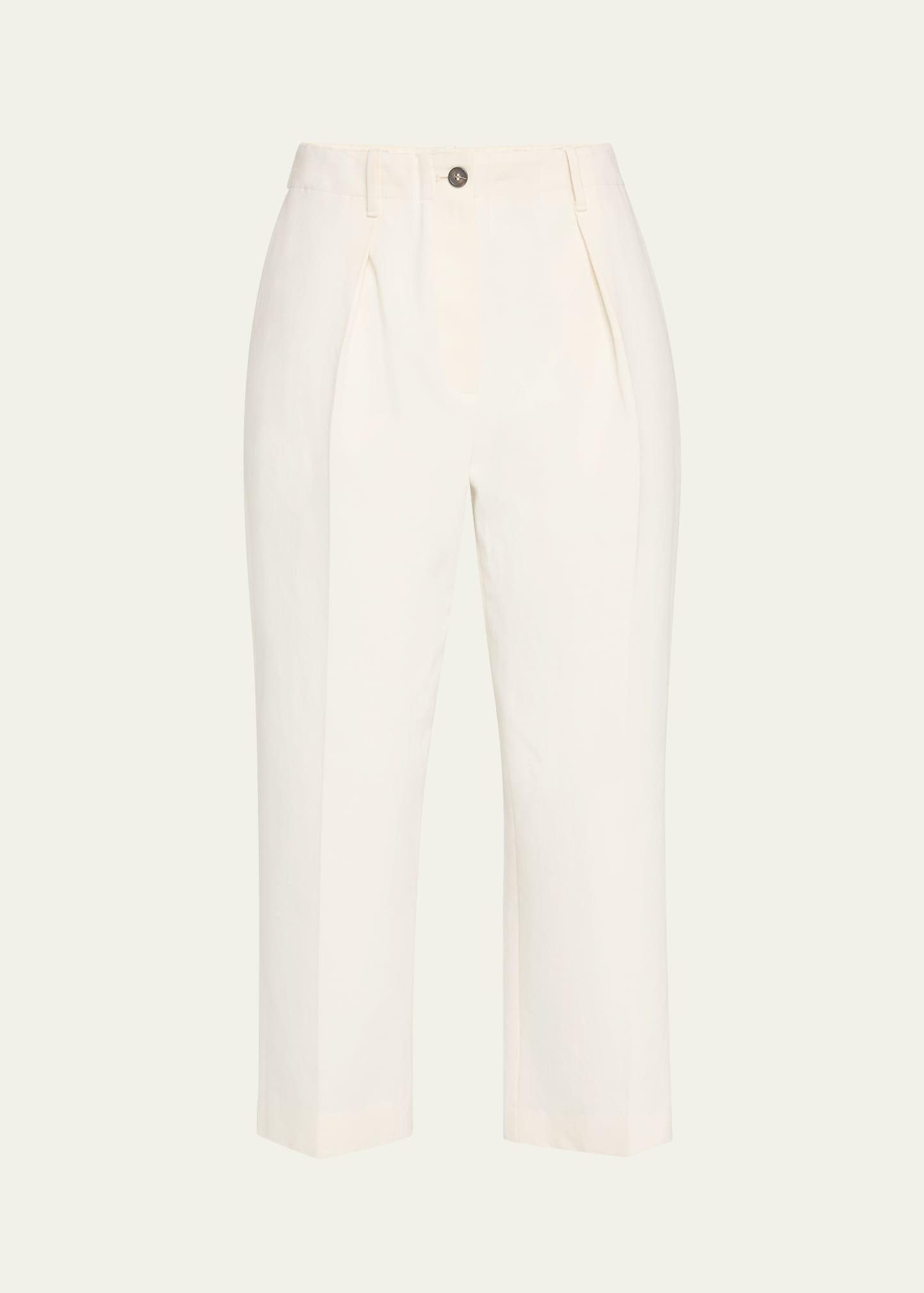 creased square cotton wool chino pants