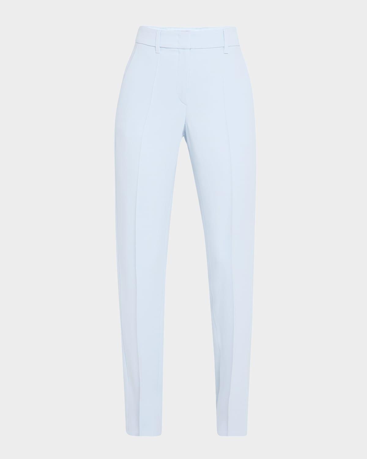 creased straight-leg cady crepe trousers