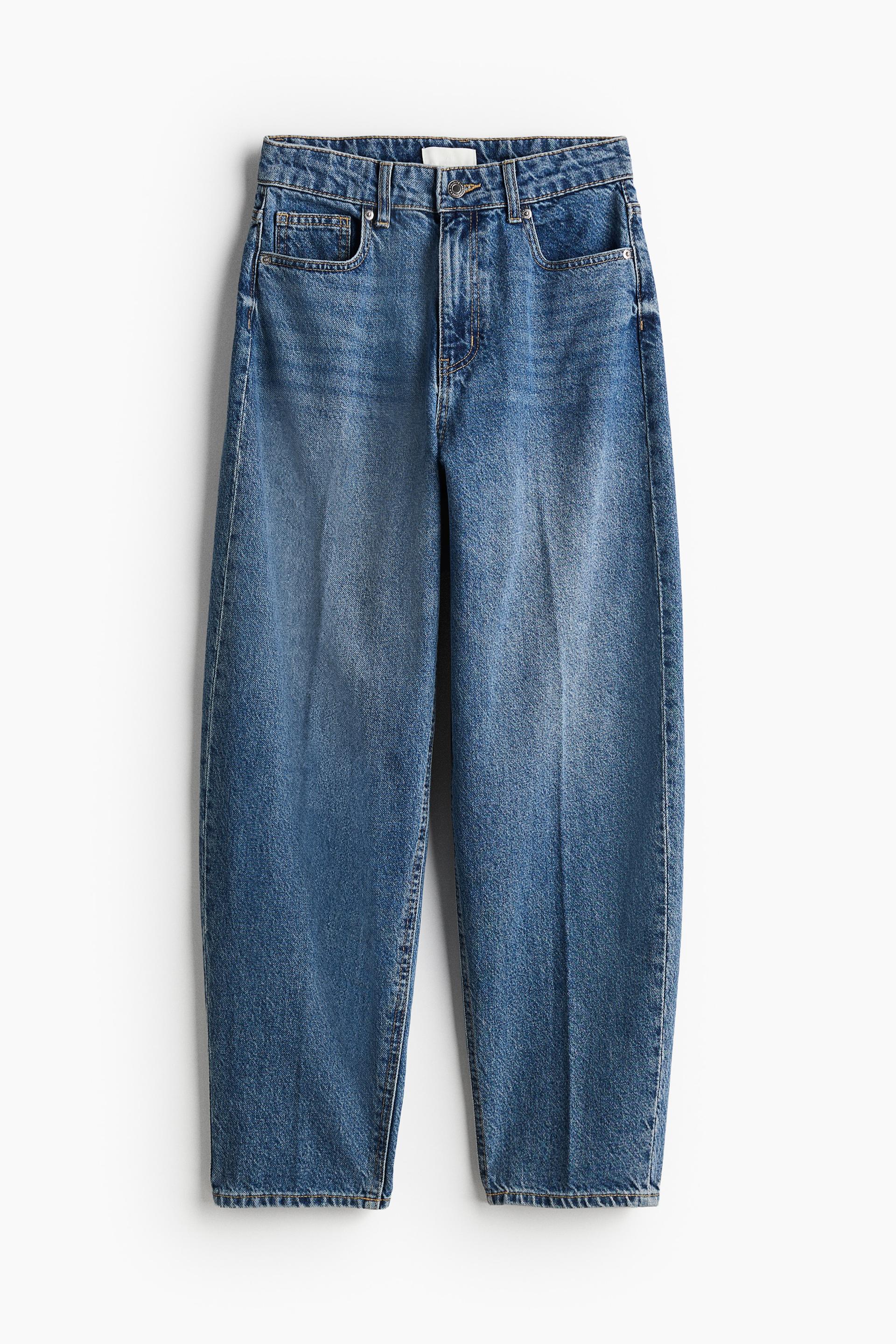 creased tapered jeans
