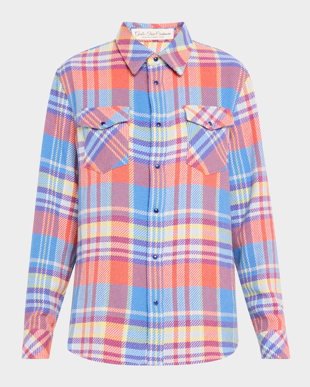 creator tartan cashmere button-down shirt