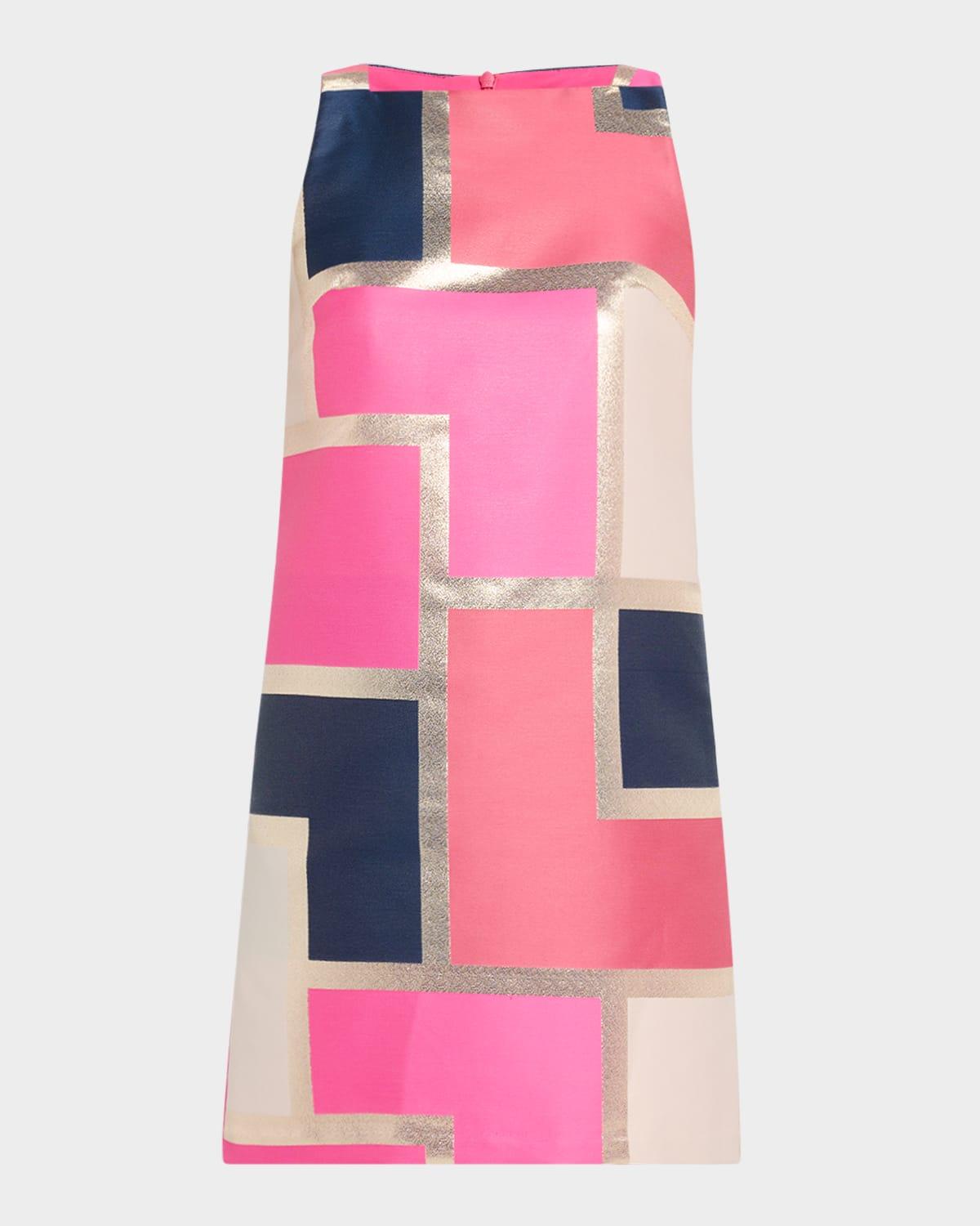 creosote metallic geometric-print mini dress