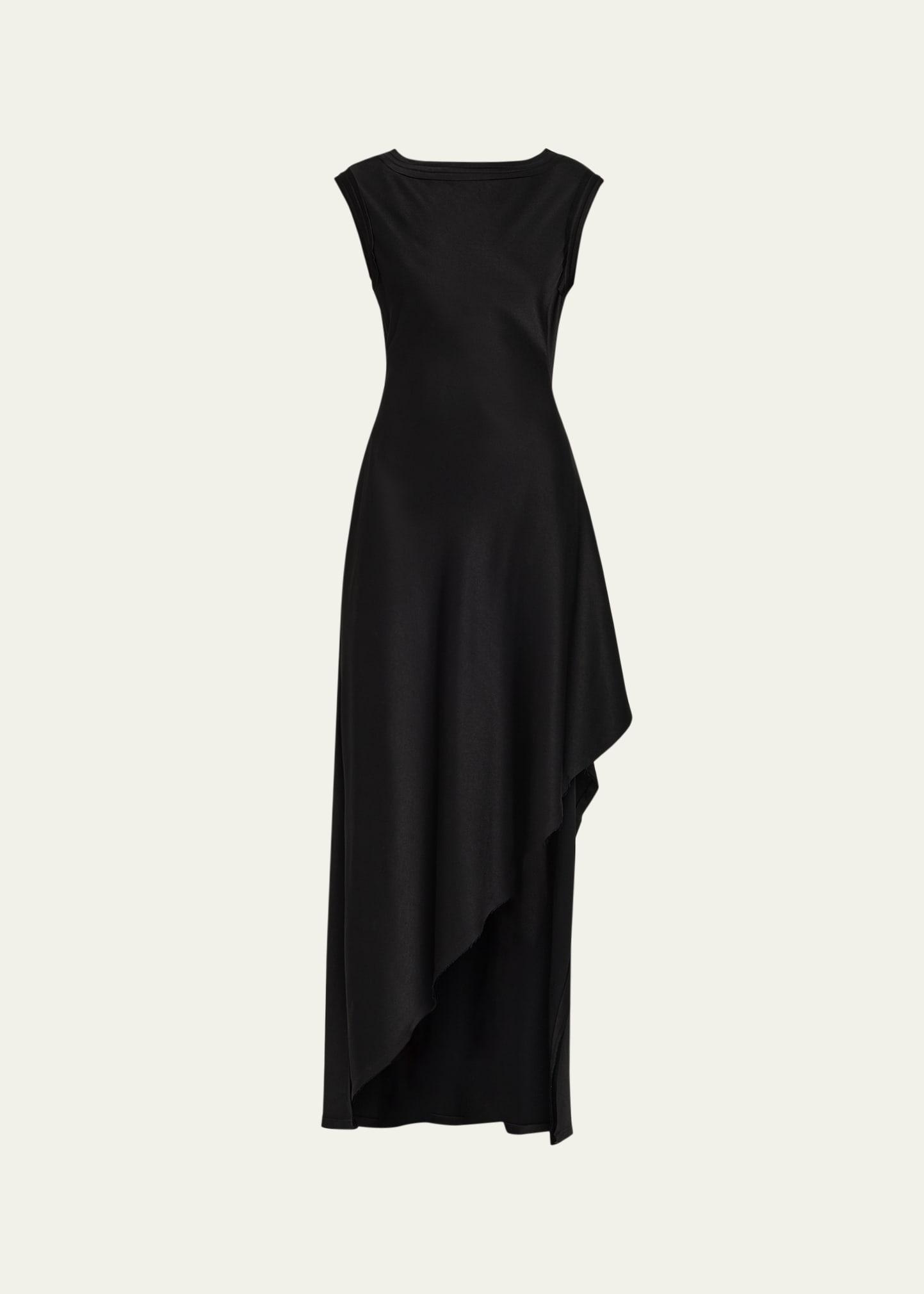 crepe back satin asymmetric gown