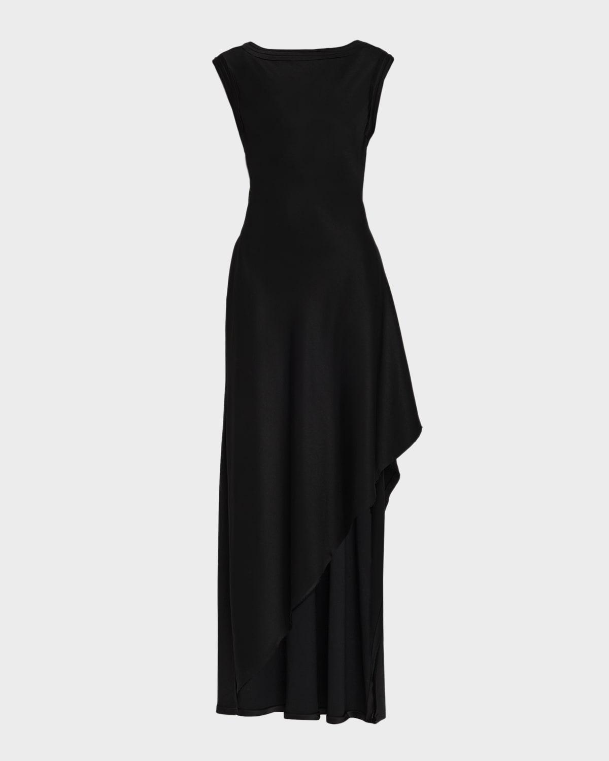 crepe back satin asymmetric gown