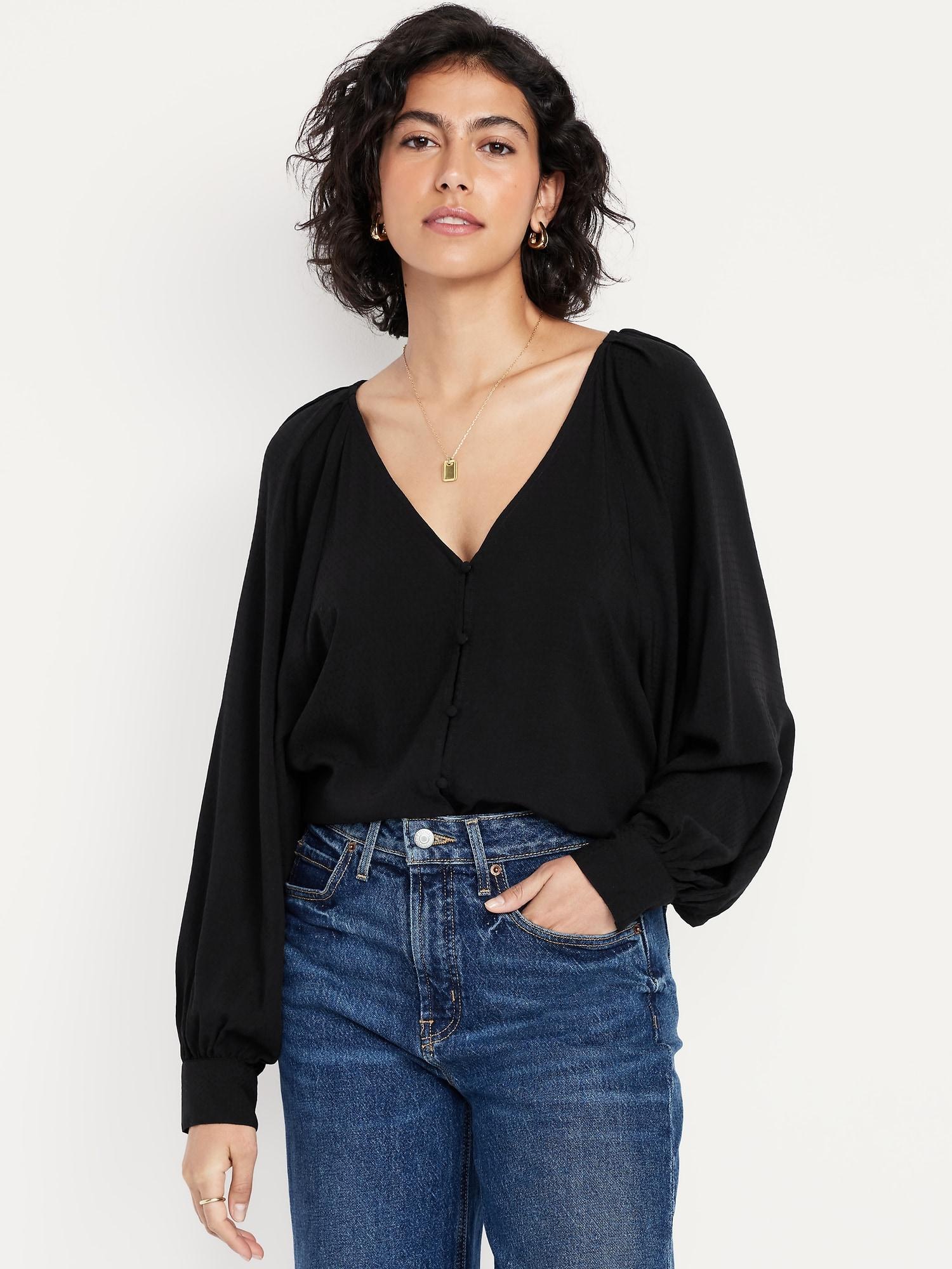 crepe button-down top